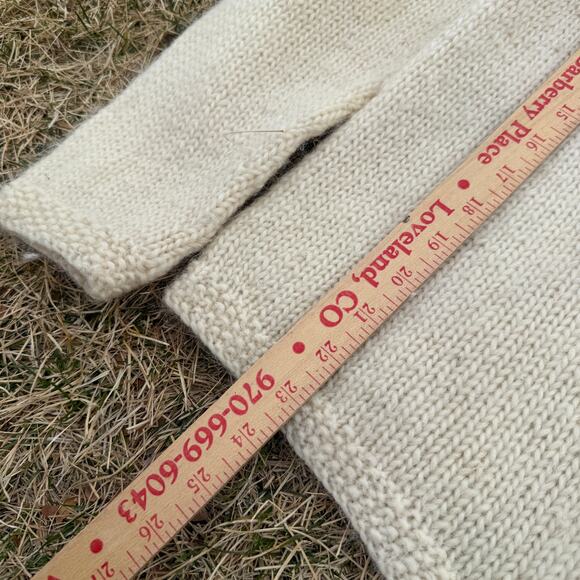 Women's Vintage 90's Icelandic Wool White Brown Zip Up Sweater Jacket Sz Medium - Picture 3 of 7